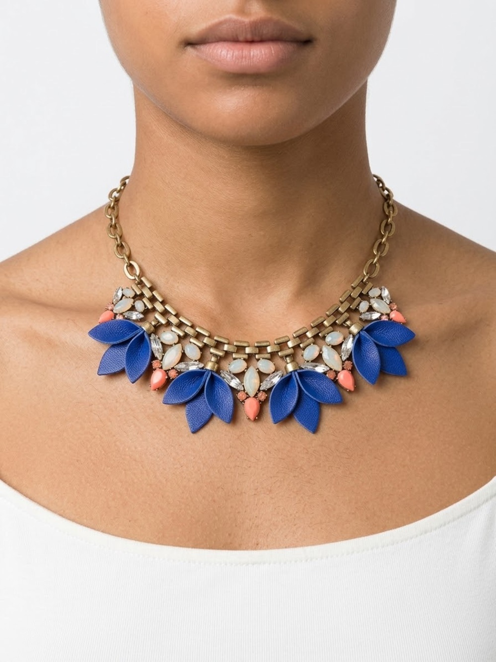 Stella And Dot Statement Blue Floral Bib Necklace - Women Jewelry